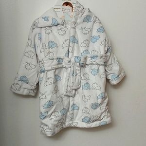 Blankets and Beyond plush elephant print fleece bathrobe 12 months